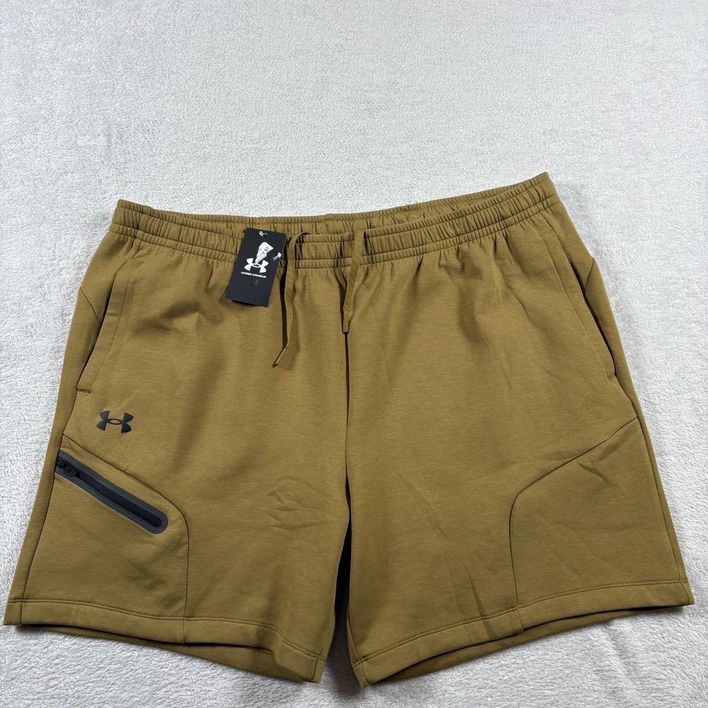 Under Armour Unstoppable 7" Shorts Mens 2XL Green Fleece Sports Moisture Wicking